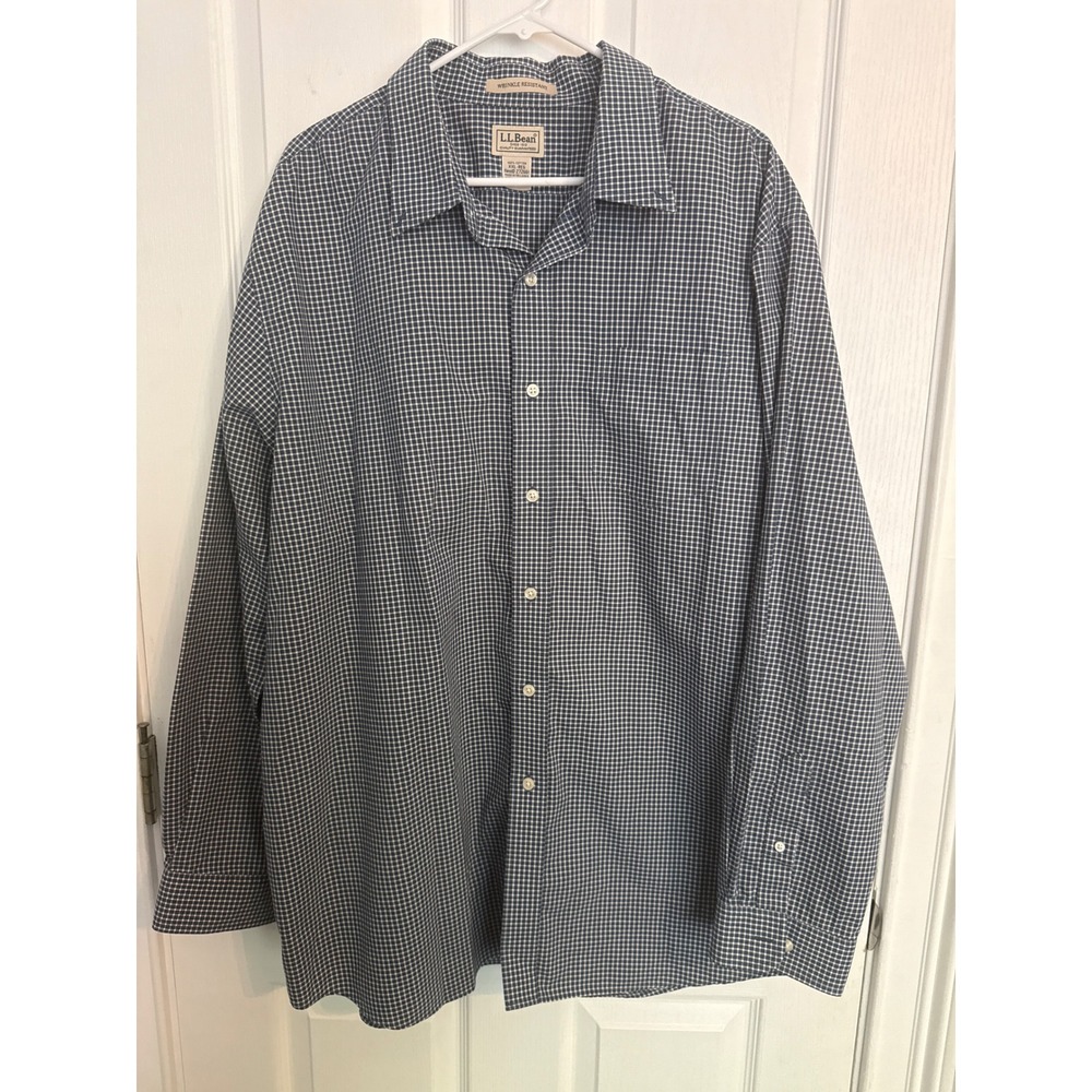 L.L.Bean Wrinkle Resistant Checkered Button Down Shirt XXL